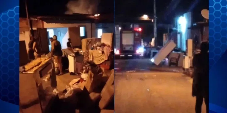 Em Caxias, Criminosos invadem casa, trancam família em banheiro e ateiam fogo.
