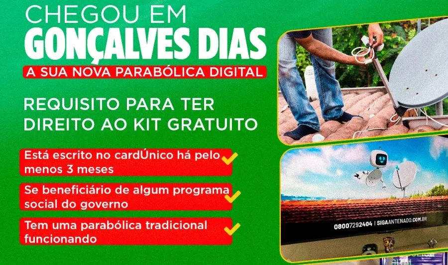 GONÇALVES DIAS: Programa Siga Antenado abre agendamento para famílias de baixa renda terem acesso a kits gratuitos para TV