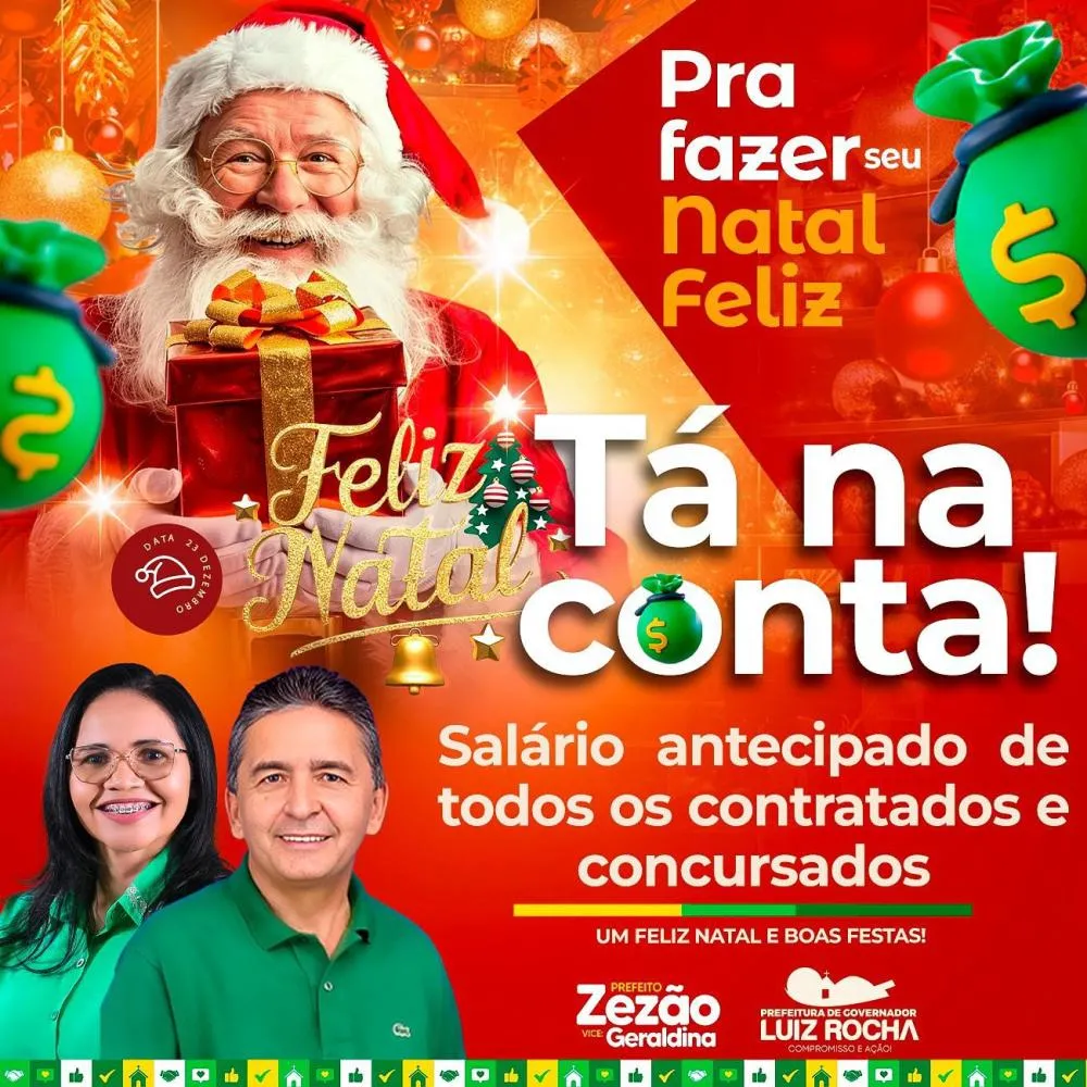 Prefeito Zezão, de Governador Luiz Rocha, Anuncia antecipação de Salários dos servidores concursados e contratados