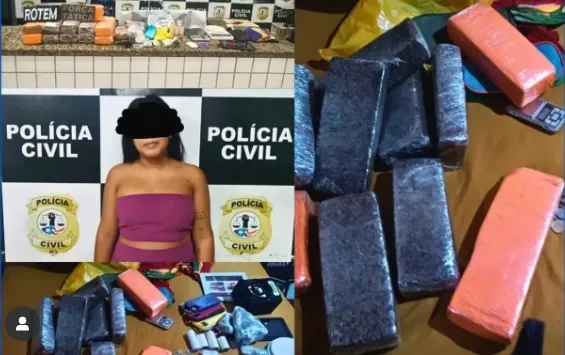 Mulher é presa com grande quantidade de drogas durante patrulhamento em Presidente Dutra