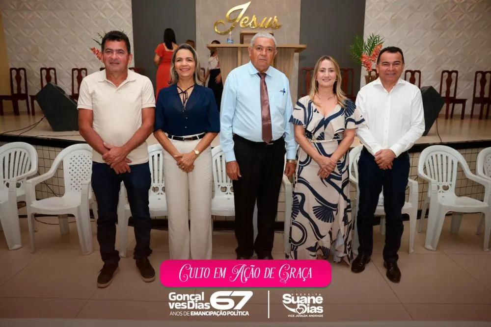Prefeita Suane Dias participa de culto em ação de graças pelos 67 anos de Gonçalves Dias