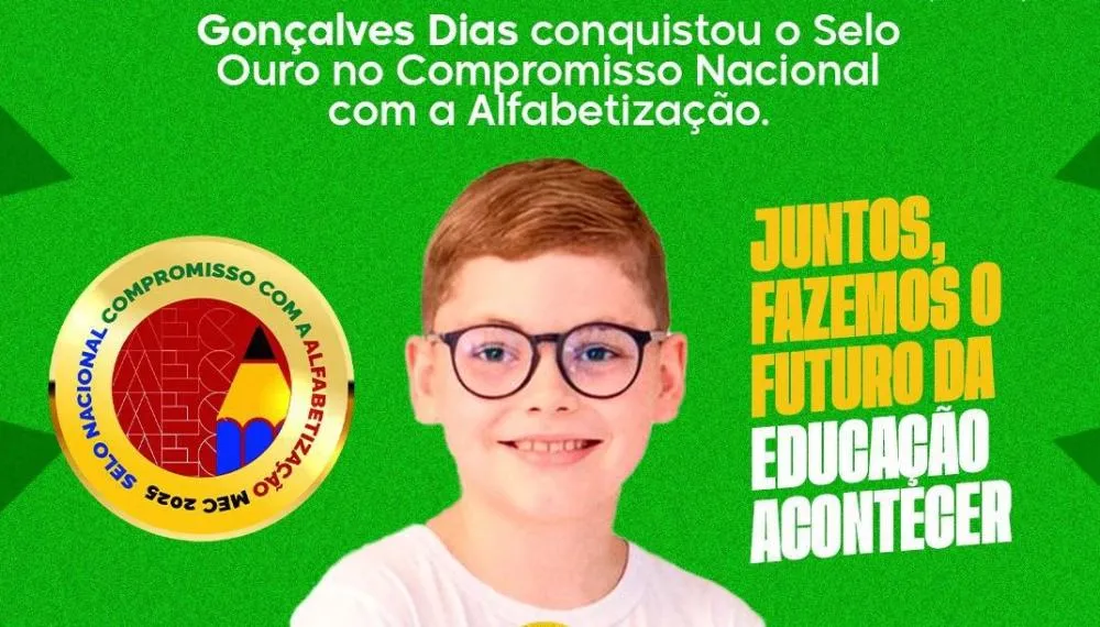 Cidade de Gonçalves Dias conquista ouro no Selo Nacional de Alfabetização