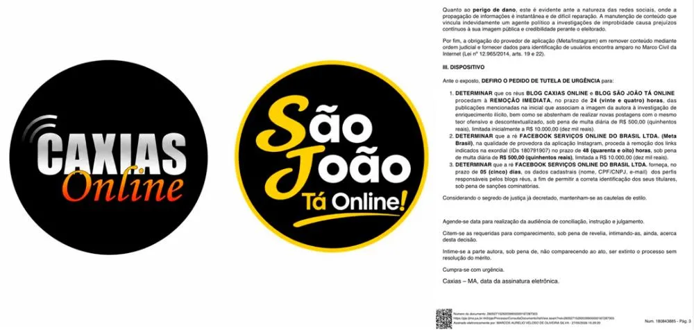 Páginas Caxias Online e São João Tá Online são condenadas pela Justiça por divulgar fake news contra prefeita