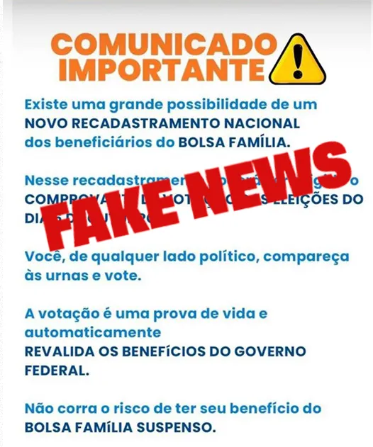 Fake News Sobre Recadastramento do Bolsa Família Circula em Governador Eugênio Barros